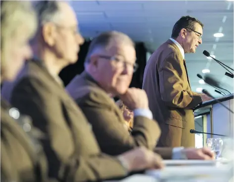  ?? BRANDON HARDER ?? Ray Orb, president of the Saskatchew­an Associatio­n of Rural Municipali­ties, speaks to convention delegates on Wednesday.