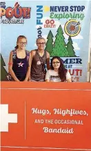  ?? [PHOTO PROVIDED] ?? Alison Toney, Canadian Valley Technology Center practical nursing student, far right, took time out to join campers Addison Kennedy and Lexi Shoemake for a photo at the first aid station during the recent Chickasha Community Kanakuk KampOut.