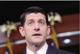  ??  ?? WASHINGTON: In this Dec 1, 2016, file photo, House Speaker Paul Ryan of Wis., speaks during a news conference on Capitol Hill. —AP