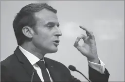  ?? BONN
-REUTERS ?? French President Emmanuel Macron speaks during the COP23 U.N. Climate Change Conference in Germany.