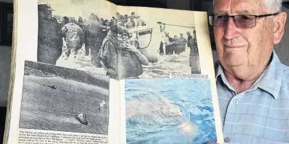  ?? PHOTO: CRAIG BAXTER ?? Never forgotten . . . Port Chalmers man Stan Spiers, a crew member on Wahine, holds a scrapbook full of memories of the disaster.