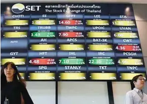  ?? [ FOTO AGENSI ] ?? Saham Thailand mencatat kenaikan mingguan sebanyak 2.1 peratus.