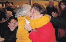  ?? ALLAN BENNER THE ST. CATHARINES STANDARD ?? Betty Disero gets a hug from a supporter, after being elected as the first female lord mayor of Niagaraon-the-Lake.