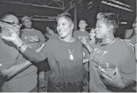  ?? Kim Brent / Beaumont Enterprise ?? Zena Stephens celebrates her win in the Jefferson County sheriff ’s race with supporters in Beaumont. Stephens, a Democrat, beat Republican Ray Beck.