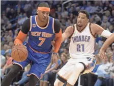  ?? MARK D. SMITH, USA TODAY SPORTS ?? The Knicks have been looking to trade Carmelo Anthony, left, but have found no takers yet.