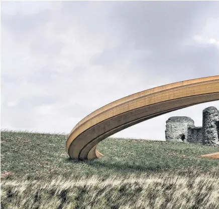  ??  ?? > The proposed Iron Ring sculpture at Flint Castle has provoked much controvers­y since it was unveiled