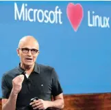  ??  ?? Microsoft-Chef Satya Nadella macht Linux eindeutige Avancen – noch unter den Vorgängern Steve Ballmer und Bill Gates undenkbar.