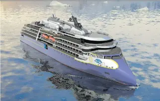  ?? LINDBLAD EXPEDITION­S-NATIONAL GEOGRAPHIC ?? Lindblad Expedition­s-National Geographic’s first purpose-built polar expedition ship will feature a bow designed for greater fuel efficiency and guest comfort in rough seas.