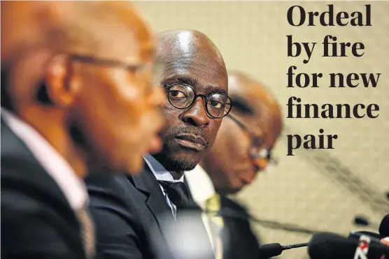  ?? Picture: MOELETSI MABE ?? CRISIS CONTROL: Finance Minister Malusi Gigaba holds a media briefing in Pretoria in response to Moody’s credit rating downgrade on June 9