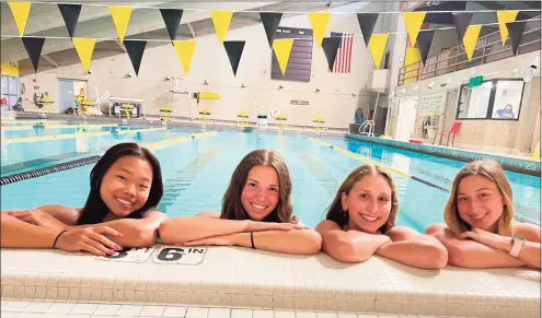  ?? Amity Athletics ?? Amity’s Katie O’Connor, Taylor Dillon, Julia Snow and Lauren Sender are swim and dive team captains for coach Todd Rainey.