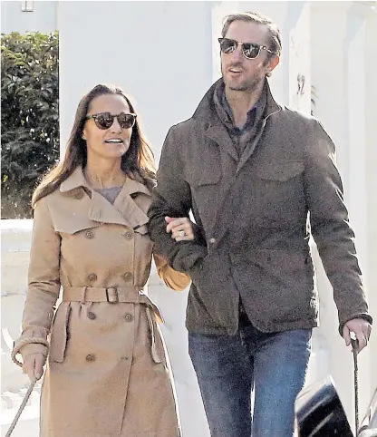  ??  ?? Jet-setting lifestyles: Pippa Middleton with fiancé James Matthews, left; Spencer Matthews, below, and his girlfriend, model Vogue Williams