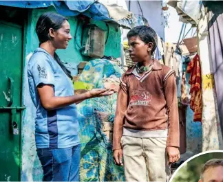  ??  ?? HELPING HAND Through a structured programme and a mentorship system, Magic Bus—led by founder Matthew Spacie (right)—aims to help as many underprivi­leged teens in India receive an education so that they are ready for working life