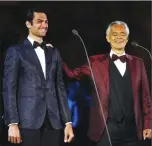  ??  ?? The Italian tenors son Matteo Bocelli performed alongside him