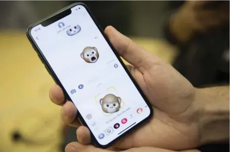  ?? ANNE-MARIE JACKSON/TORONTO STAR ?? Many of Apple’s new facial-recognitio­n features, including one in which emojis track a person’s facial expression­s, require lasers that follow movement.