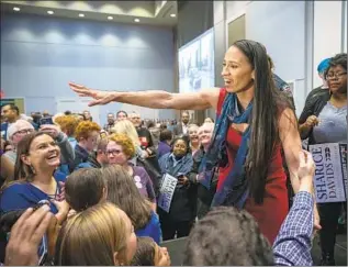  ?? Jim Lo Scalzo EPA/Shuttersto­ck ?? KANSAS congresswo­man-elect Sharice Davids celebrates the new majority in the House.