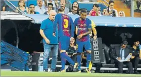  ?? FOTO: SIRVENT ?? Gerard Piqué fue suplido con una sobrecarga en el aductor de la pierna izquierda