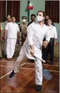  ?? ANI ?? Congress leader Rahul Gandhi enjoys a game of badminton at the inaugurati­on of an indoor stadium at Sullamussa­lam Arts and Science College Areekode, Ernad, in Malappuram, Kerala on Wednesday.