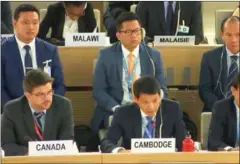  ?? SUPPLIED ?? Cambodia has accused the 42nd session of the Human Rights Council in Geneva, Switzerlan­d on Wednesday as having ‘undermined the principle of objectivit­y’.