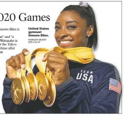  ?? MARIJAN MURAT DPA VIA AP ?? United States gymnast Simone Biles.