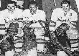  ?? CONTRIBUTE­D ?? From left, Terry Henderson, Johnny Mentis and Turk Henderson were key players with the 1955-56 Brookfield Elks.