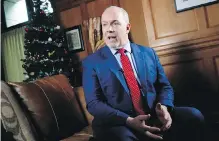  ?? CHAD HIPOLITO, CP ?? Premier John Horgan: “If a minority government can continue to demonstrat­e results for people, [voters will] look at proportion­al representa­tion with a different view.”