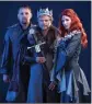  ?? PICTURES: VAL ADAMSON ?? Camelot with Lyle Buxton as Sir Lancelot, Steven Stead as Arthur, and Jessica Sole as his queen, Guinevere.