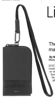  ?? — Tumi ?? a smooth black card pouch lanyard that fits a smartphone.