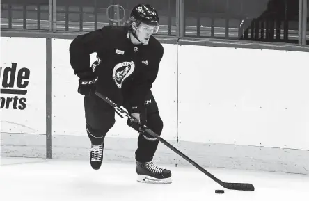  ?? Hyoung Chang, The Denver Post ?? Avalanche defenseman Bo Byram works out at Ball Arena last year. Byram was drafted in 2019.