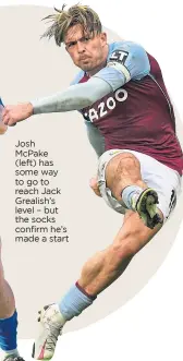  ??  ?? Josh Mcpake (left) has some way to go to reach Jack Grealish’s level – but the socks confirm he’s made a start