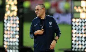  ??  ?? Maurizio Sarri after winning the Europa League final against Arsenal in Baku. Photograph: BPI/REX/Shuttersto­ck