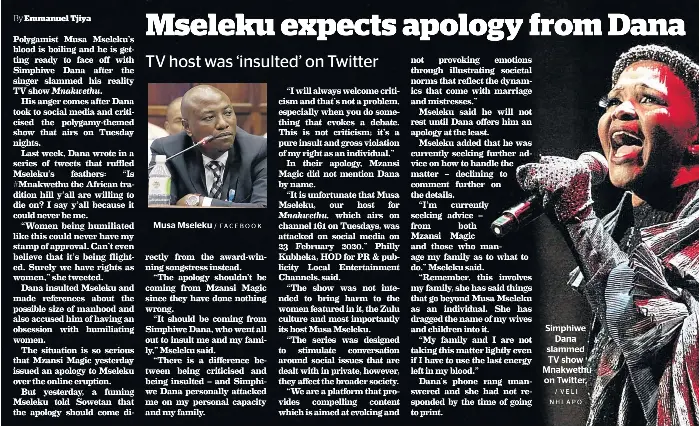 Mseleku expects apology from Dana - PressReader
