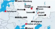  ?? 20M ?? Toljatti, das WM-Camp der Nati.
Hier trägt die Nati ihre Gruppenspi­ele aus.