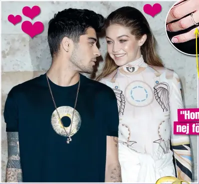  ??  ?? Gigi Hadid och Zayn Malik har efter ett års dejtande nu tagit nästa steg och förlovat sig.