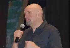  ?? MARIAN DENNIS — MEDIANEWS GROUP ?? Lt. Gov. John Fetterman welcomed attendees Tuesday night to discuss the possibilit­y of legalizing recreation­al marijuana.