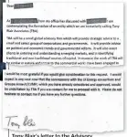  ??  ?? Tony Blair’s letter to the Advisory Committee on Business Appointmen­ts