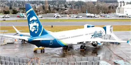  ?? AFP PHOTO ?? AIR BEHEMOTH
A Boeing 737 MAX 9 for Alaska Airlines is pictured along with other 737 aircraft at Renton Municipal Airport adjacent to Boeing’s factory in Renton, Washington, on Thursday, Jan. 25, 2024.
