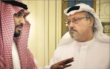  ?? SAUDI CROWN PRINCE Briarcliff Entertainm­ent ?? Mohammed bin Salman, left, and journalist Jamal Khashoggi in “The Dissident.”