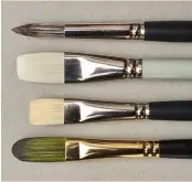  ?? ?? The four most commonly used brushes, from top to bottom: round, flat, bright (short flat), filbert