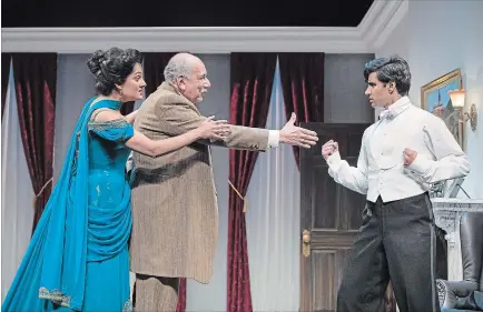  ?? EMILY COOPER SHAW FESTIVAL ?? From left, Krystal Kiran, David Adams and Shawn Ahmed star in the first half of the Bernard Shaw comedy Of Marriage and Men, which plays at the Royal George Theatre until September.