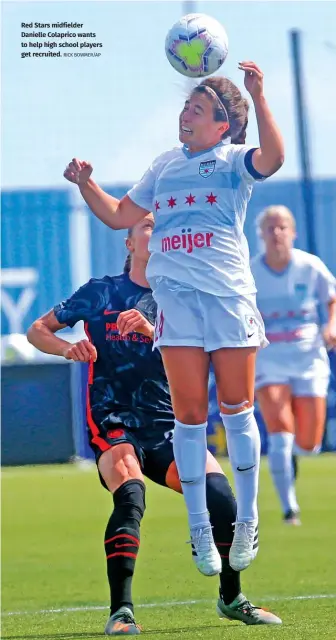  ?? RICK BOWMER/AP ?? Red Stars midfielder Danielle Colapricow­ants to help high school players get recruited.