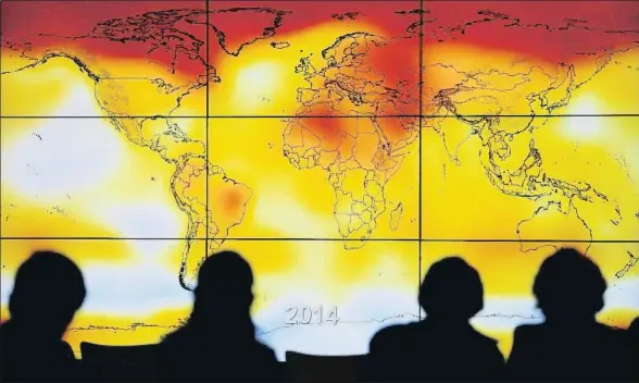  ?? STEPHANE MAHE / REUTERS ?? Imagen sobre el calentamie­nto del planeta durante la conferenci­a mundial del Clima, en París en el 2015