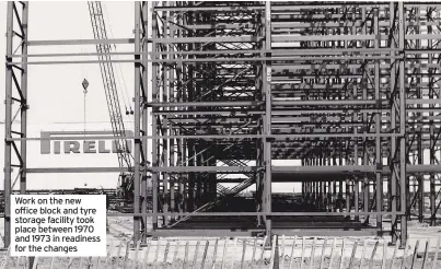  ??  ?? Work on the new office block and tyre storage facility took place between 1970 and 1973 in readiness for the changes