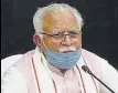  ??  ?? Manohar Lal Khattar