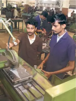  ?? ?? STUDENTS OF THE Government Tools and Training Centre in a practical session at Baikampady Industrial Area in Mangaluru, Karnataka, on June 28.