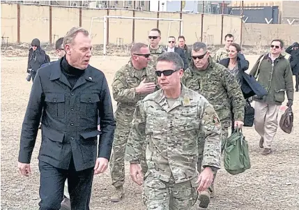  ?? AP ?? Acting Defence Secretary Pat Shanahan, left, is seen with Army General Scott Miller in Kabul yesterday.