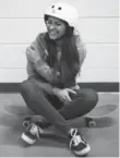  ?? MELISSA RENWICK/TORONTO STAR ?? Niveithiga Velalakan, 16, has a laugh at Lester B. Pearson Collegiate Institute’s skateboard club.