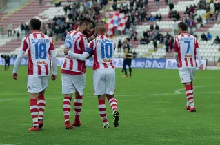  ??  ?? Vicenza I biancoross­i di Franco Lerda domani pomeriggio (16,30) a Portogruar­o nel derby