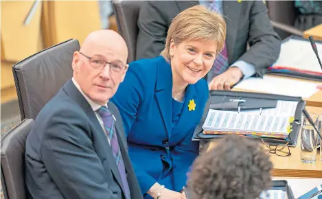  ?? ?? BOWING OUT: Nicola Sturgeon during her last appearance as Scotland’s first minister in Holyrood.