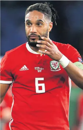  ?? CHRIS FAIRWEATHE­R/HUW EVANS AGENCY ?? Ashley Williams of Wales following the Wales v Denmark match on Friday