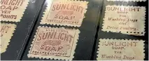  ??  ?? Old stamps for sunlight Soap